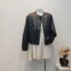 Jaqueta de Couro Curta Vintage Street Style com Gola Alta Melard Tamanho Pequeno para Mulheres, Jaqueta Biker Versátil, Tecido Preto