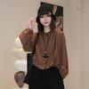 Tops Sexy para Mulheres 2024 Outono Novo Estilo Camisas Fashion com Gola Redonda e Manga Longa Estilo Ocidental Chique Camisas Largas