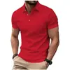 Camisa Polo de Color Sólido de Manga Corta para Hombre de Comercio Exterior Europeo y Americano Camisa Polo Casual de Negocios al Aire Libre con Cuello y Botones