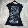 Novedad de verano moda transfronteriza europea y americana patchwork estampado patrón gótico tops para mujer camisetas directo de fábrica
