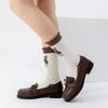 Calcetines Zhuji con Puños, Calcetines de Media Caña para Mujer, Estilo Primavera y Otoño, Estilo Trendy Ins, Estilo Japonés, Calcetines Largos Deportivos para Otoño e Invierno, Versátiles con Diseño de Oso