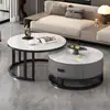 Mesa de centro de ardósia para sala de estar, uso doméstico, mesa redonda simples, nova mesa de centro moderna e elegante para apartamentos pequenos