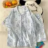 2024 Nuevo Pijama de Algodón Nube para Mujer Verano Manga Corta Shorts Dulce Lindo Dibujos Animados Ropa de Casa para Dama traje