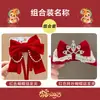 Grampo de Cabelo Laço Acessório de Cabelo para Meninas, Presilha de Cabelo Vermelha para Trás da Cabeça, Grampo de Cabelo de Ano Novo para Meninas, Ornamento de Cabelo de Fita Infantil