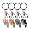 4 Gatinhos Agachados Estilo Coreano Figurinhas Fofas Chaveiros Mosquetão Pingente de Bolsa Chaveiro Venda por Atacado