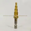 Kit de Brocas Escalonadas Pequenas 3 Peças Transfronteiriço Cabo Hexagonal Broca Pagoda Revestida de Titânio Carboneto de Alumínio Canal Reto Broca Multifuncional