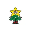 Broche de Dibujos Animados Navideños Árbol de Navidad Lindo Hombre de Jengibre Sombrero de Navidad Atmósfera Festiva Punto de Goteo de Aceite Insignia de Aleación con Taladro