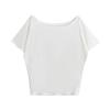 Estilo Desejo Puro Gola de Um Caractere Ombro Cor Sólida Camiseta de Manga Curta Verão Novo Preguiçoso Solto Visual Slim Spice Girls Top Casual