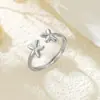 Personalidad Europea y Americana Exagerada Acero Inoxidable Hidráulico Simple Doble Capa Línea Anillo Abierto Lujo Ligero Sensación de Gama Alta Anillo de Dedo Joyería para Mano