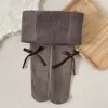 Leggings Grossos com Pelúcia de Inverno para Crianças Proteção da Cintura das Meninas Meias Térmicas Fita Listra Longa Laço Camada de Base Meias