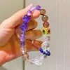 Pulsera de Diseño Natural Romántica Oro Negro Súper Siete Amatista Cristal de Fresa Cristal Blanco Lapislázuli