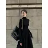 Vestido Negro de Manga Corta Estilo Hepburn Francés 2025 para Mujer en Verano, Falda Larga Ajustada de Cintura Alta para Mujer