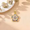 Collar y pulsera con colgante de cruz, estilo europeo y americano, con forma de corazón floral, cobre con microincrustaciones de circonita, accesorios para mujer, accesorios de cobre chapado en oro de 18 quilates para mujer