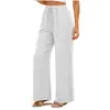 Moda Femenina Nueva Estilo Europeo 2026 Color Sólido Ribete de Encaje Cintura Elástica Bolsillos Pantalones Casuales