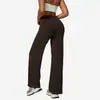 Pantalones de Mujer de Retazos Transfronterizos de Cintura Alta Levanta Glúteos, Pantalones Rectos Adelgazantes de Pierna Ancha, Ropa de Yoga, Pantalones Largos Deportivos Casuales para Fitness Yoga