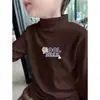 Y2070# Camiseta Básica Masculina Outono/Inverno Coringa Gola Redonda Roupas de Outono Roupa Externa de Veludo Alemão Estilo Ocidental Aquecimento Interno Infantil Lazer