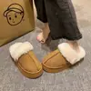 Pantuflas de algodón cálidas y de suela blanda para mujer, para uso en casa, otoño e invierno 2026, de suela gruesa, que aumentan la altura, de felpa, peludas, de punta cerrada, para usar en exteriores.