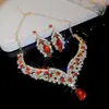 Estilo Palacio Pendientes de Gota de Agua Incrustados de Diamantes Collar Retro Elegante Lujo Accesible Set de Joyería de Gama Alta Joyería Elegante de Nicho