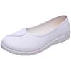 Zapatos de enfermera de una palabra blancos planos antideslizantes suela suave hospital salón de belleza verano casual transpirables cómodos zapatitos blancos