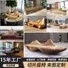 Centro Comercial al Aire Libre Rodaja de Madera Maciza Banco Creativo Curvo de Ocio Parque Jardín Paisaje Descanso Público Asientos de Forma Especial