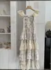 Vestido de Verão Floral Feminino Kekezoon com Mangas Curtas Leves, Vestido Princesa Bolo com Ajuste na Cintura, Saia Longa 7341