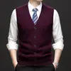 Colete Cardigan de Tricô Jacquard Outono/Inverno Transfronteiriço, um suéter sem mangas quente, casual e versátil com decote V, adequado para mulheres de meia-idade e idosas