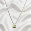 Moda Japonesa y Coreana Transfronteriza Cadena Sencilla Trenzada de Acero Inoxidable con Cristal Cuadrado para Clavícula Colgante Cuadrado de Diamante Collar Fabricante Venta al por Mayor