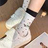 Meias de Meia-Calça Fofas de Gatinho Coloridas em Contraste com Bolinhas Onduladas Estilo Coreano Finas Duplas Rakou Desenho Animado Carta Meias da Moda para Mulheres