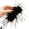 Pinza Geométrica Ovalada Estilo Coreano con Plumas de Avestruz, Estilo Fresco y Dulce, Pinza de Tiburón Accesorio para el Cabello para la Parte Trasera de la Cabeza