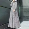 En Stock Nuevo Transfronterizo Cómodo Casual Lunares Manga Larga Suéter Cintura Suelta Vestido Largo