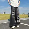 Jeans rotos unisex para hombre, estilo retro de la alta calle americana, pantalones rectos geniales para adolescentes, modernos y de corte holgado, versátiles
