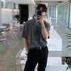 2025 Bishe Camiseta de cuello redondo para hombre Verano Suelta Estilo coreano Moda Hombro Manga media Negro Marca de moda Manga corta alta calidad