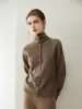 Nuevo suéter cárdigan top de punto básico liso de cuello alto holgado de cachemir versátil simple para otoño e invierno para mujer