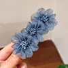Nuevo Accesorio para el Cabello con Flor de Seda en la Parte Superior, Pasador Estilo Coreano para la Parte Trasera de la Cabeza, Accesorio para el Cabello con Pinza de Resorte, Pasador de Presión para el Cabello para Mujeres, Versión Coreana