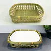 Cesta Quadrada de Bambu Trançado, Estilo Moderno para Servir Pratos, Cesta de Exposição para Pedidos e Apresentação de Pratos, Suporte de Exposição Aberto Cesta de Bambu
