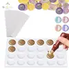 Molde Redondo de Silicone para Selo de Cera com 24 Peças DIY Selagem de Presente de Vinho para Festas Conjunto de 30 Carimbos Cilindricos para Selo de Cera
