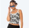 Tops Slim de Verano Europeos y Americanos con Estampado de Cara Corto Nuevo para Mujer Personalizado Casual Versátil Crop Tops de Tirantes