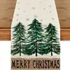 Amazon Decoración de Fiesta Camino de Mesa Diseño de Muñeco de Nieve Árbol de Navidad Mantel Impreso para Mesa de Cocina Hogar Mantel Transfronterizo
