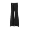 Jeans Largo Estilo Vintage com Design de Fivela Diagonal para Mulheres, Moda Outono e Inverno, Estilo Jovem e Único, Visual Descolado e Estiloso, Calças Scimitar Masculinas