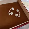 Pendientes de Flor y Hoja de Circonita con Aguja de Plata Estilo Francés Frescos Dulces Delicados Pendientes Versátiles Pendientes de Lujo Ligero de Alta Gama para Mujer