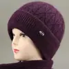 Gorro de Lana Cálido de Invierno con Felpa para Madres de Mediana Edad y Mayores, Gorro de Punto para Señoras Mayores con Protección Auditiva para el Frío al Aire Libre