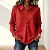 Roupas Femininas Europeias e Americanas Transfronteiriças Site Independente da Amazon Primavera e Outono 2026 Nova Camisa Feminina de Algodão e Linho Cor Sólida Manga Longa com Botões