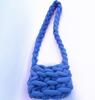 Tecido de Fio Central Europeu e Americano para Comércio Exterior Tiras de Tecido Tricô Manual DIY Bolsa de Tricô Fio Islandês Grosso Bolsa de Tricô com Listras Horizontais Bolsa de Ombro