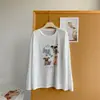 Camisa de Manga Larga Tencel Refrescante con Protección Solar y Cuatro Estampados de Perros Pequeños para Mujer, Verano Delgada de Corte Amplio Adelgazante Cuello Redondo Versátil Camisa para Aire Acondicionado