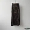 Falda Larga de Terciopelo con Estampado de Leopardo Vintage Beishan Tongshu para Mujer, Falda Larga Línea A Adelgazante de Cintura Alta para Otoño 82655