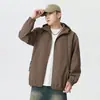 Chaqueta para Hombre Enbu Chaqueta de Otoño para Montañismo Pareja Holgada Casual Versátil Chaqueta de Color Sólido Cremallera Bidireccional Top Ropa Exterior