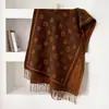 Cachecol Dupla Face Estrela com Franjas Estilo Coreano Relaxado para Mulheres Outono Inverno Simples Versátil Atmosfera Passeio Quente Grande Xale