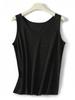 Fular de Lino Lyocell para Mujer Verano Nuevo Estilo Ropa Exterior Top Base Interior sin Mangas Chaleco de Punto a Rayas con Cuello Redondo
