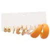 Set de Aretes Acrílicos Plateados en Forma de C, Estilo Casual y Sencillo, Elegantes Aros, Lujo Ligero, Sensación de Alta Gama, Accesorios para Orejas de Nicho