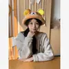 Versión Coreana de Ins Dibujo Animado Lindo Rilakkuma Sombrero de Peluche para Niñas, Dulce y Versátil, Oso Marrón Pequeño que Muestra la Cara Sombrero de Pescador